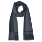 Preview: Scarf Shawl 100% Silk Flannel Jacquard Melange extra long Black Anthracite Diamond